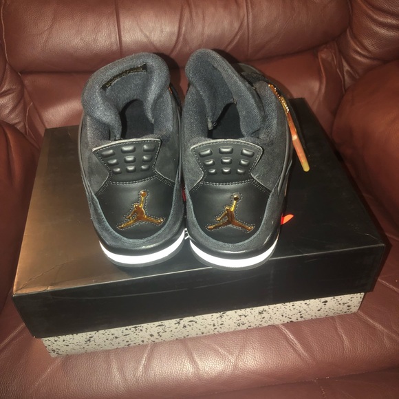 Black and Gold Air Jordan Retro 4 - Picture 4 of 6